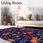 Playful Orange Dogs with Red Accents Rug