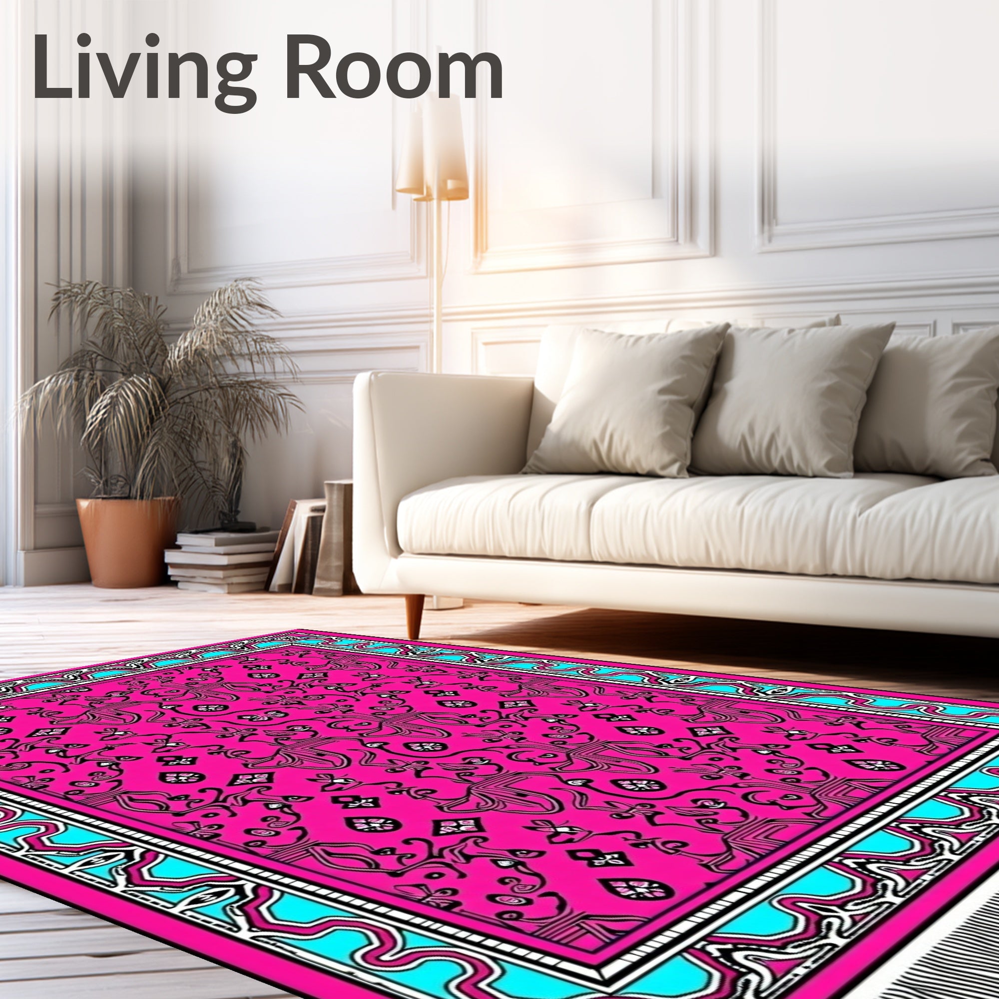 Hot Pink Abstract Animal Garden Rug
