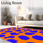 Bright Orange Blue Blobs Rug