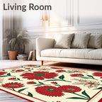 Crimson Floral Blossom Garden Rug