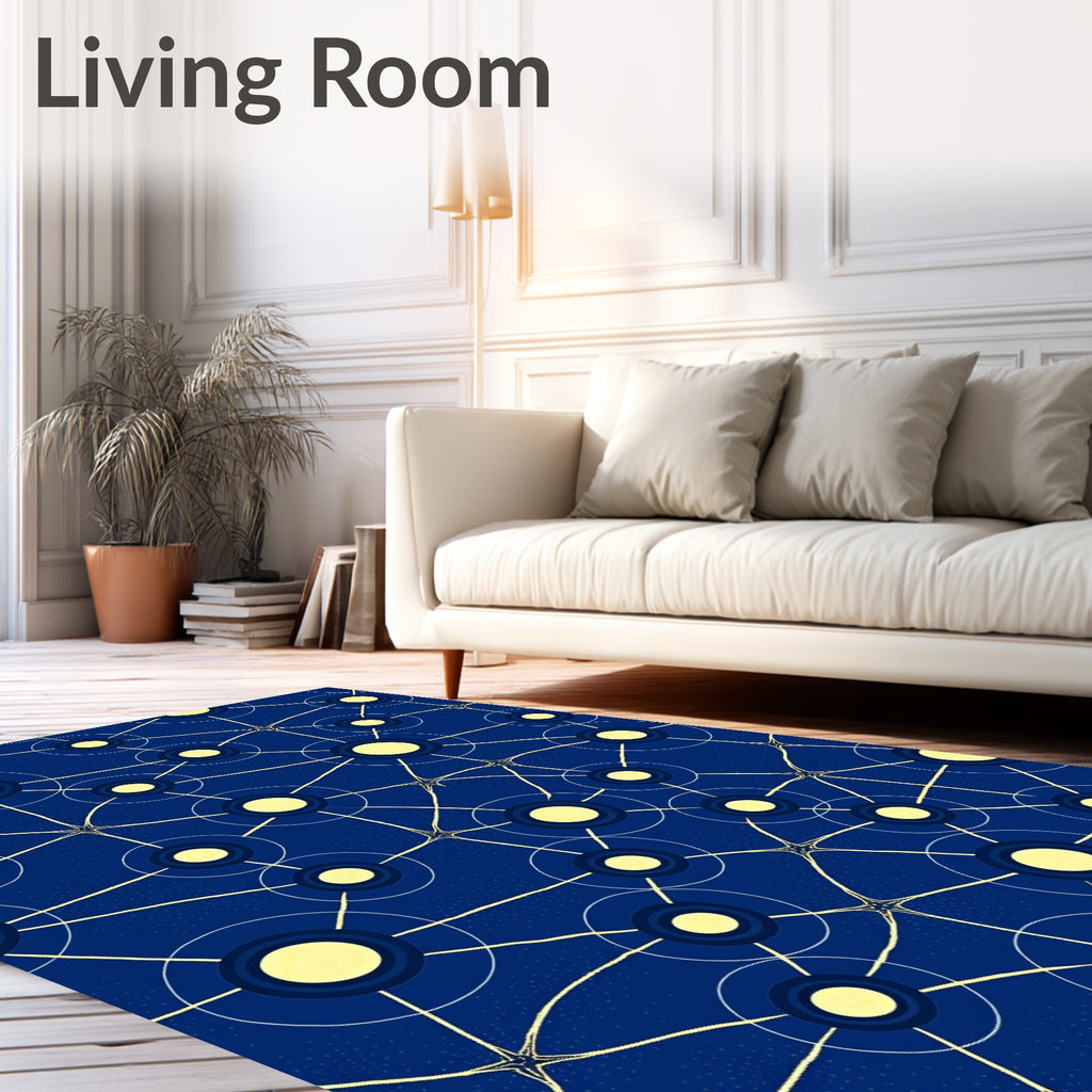 Deep Blue Radiant Network Circles Rug