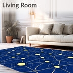 Deep Blue Radiant Network Circles Rug