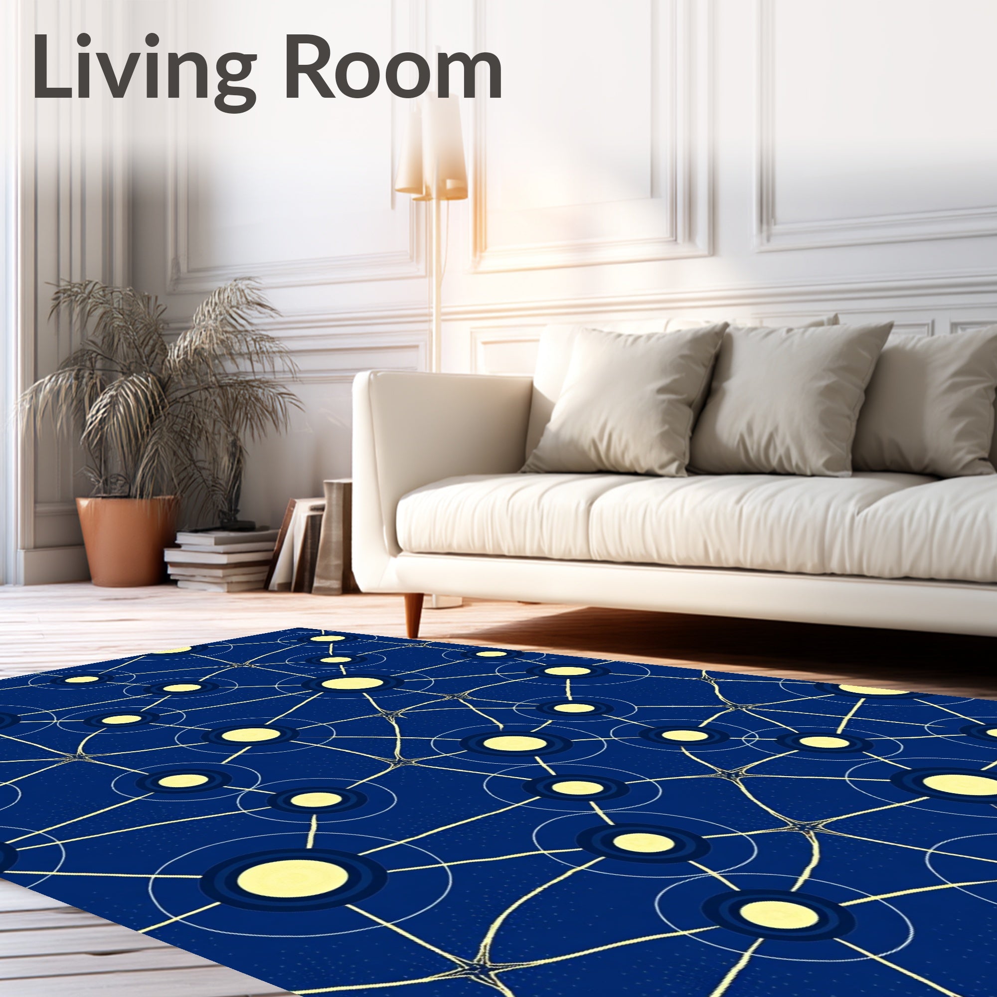 Deep Blue Radiant Network Circles Rug