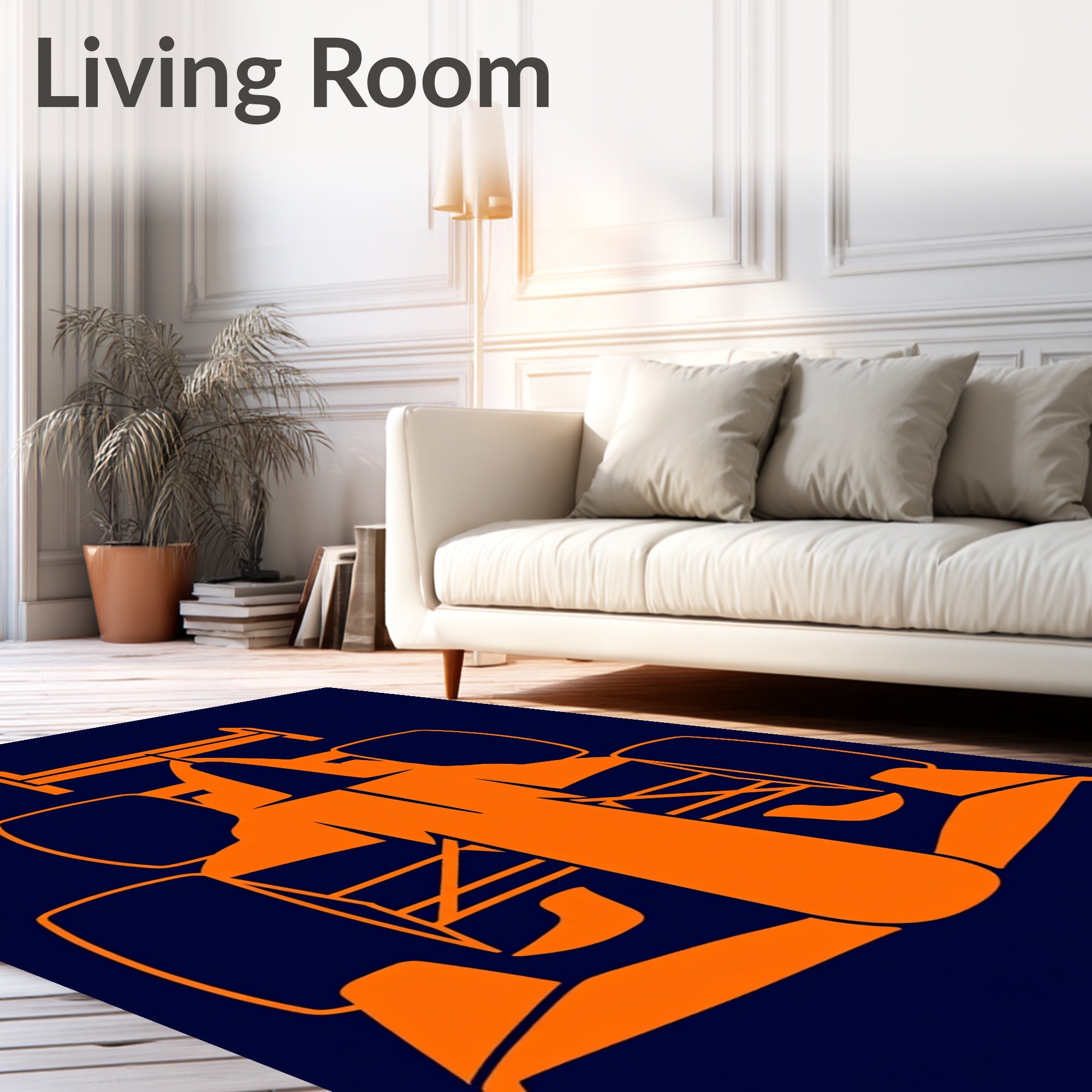 Orange Formula Car Silhouette Rug