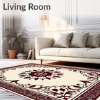 Maroon Floral Medallion Border Rug