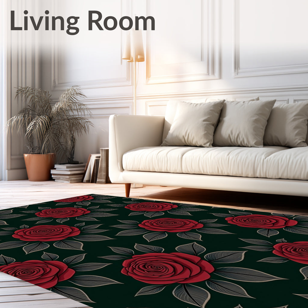 Red Rose Botanical Medallion Rug