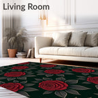 Red Rose Botanical Medallion Rug