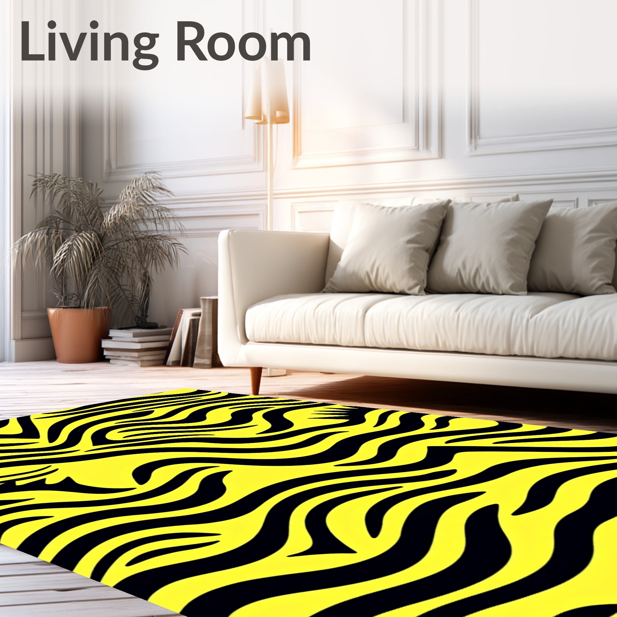 Bold Yellow Black Wavy Stripes Rug