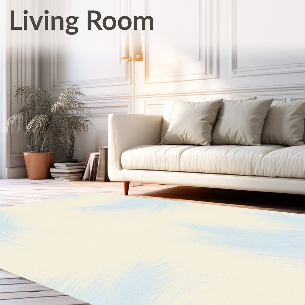 Soft Cream Sky Feather Abstract Rug