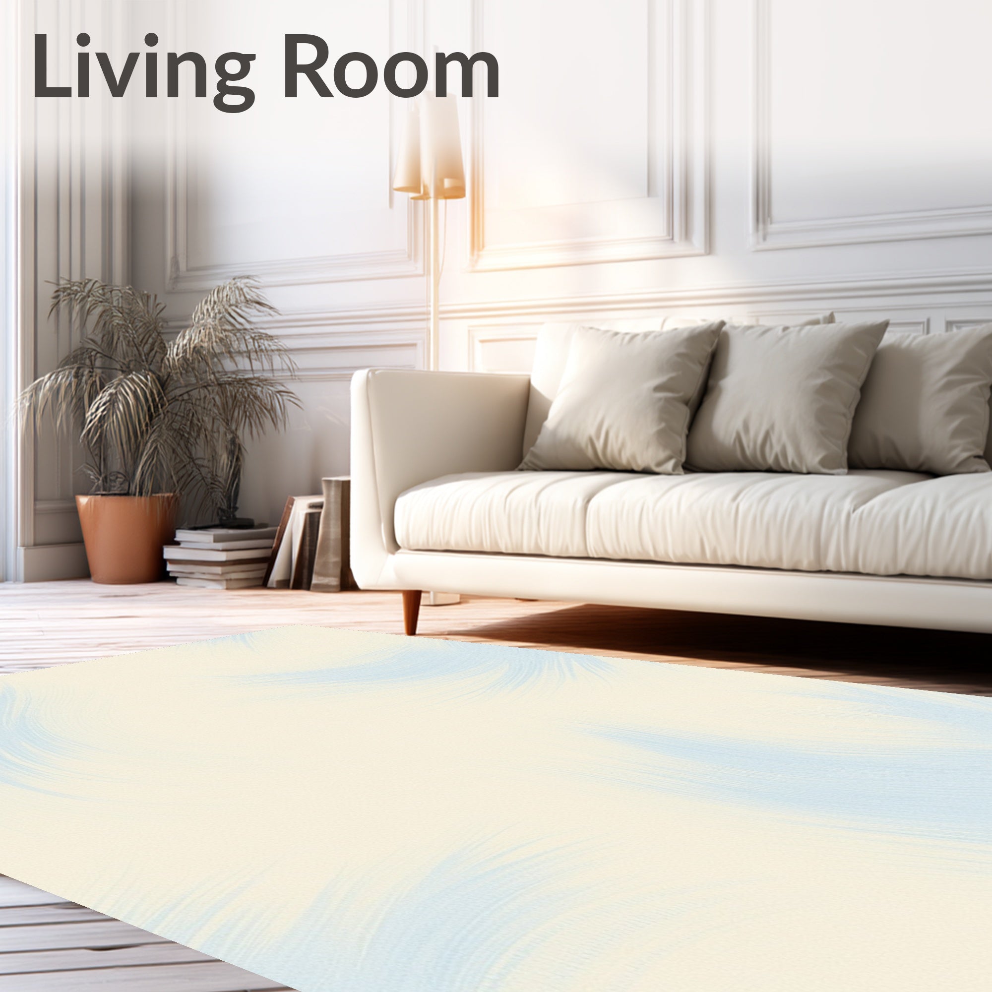Soft Cream Sky Feather Abstract Rug