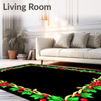 Red Berry Holly Ribbon Border Rug
