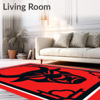Bold Black Bull Head Minimalist Rug