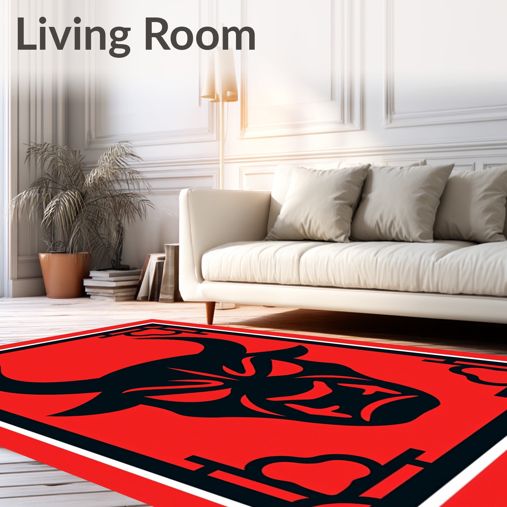 Bold Black Bull Head Minimalist Rug