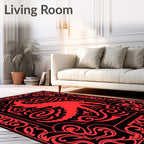 Bold Crimson Abstract Swirls Rug