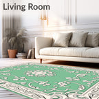 Art Nouveau Green Floral Medallion Rug