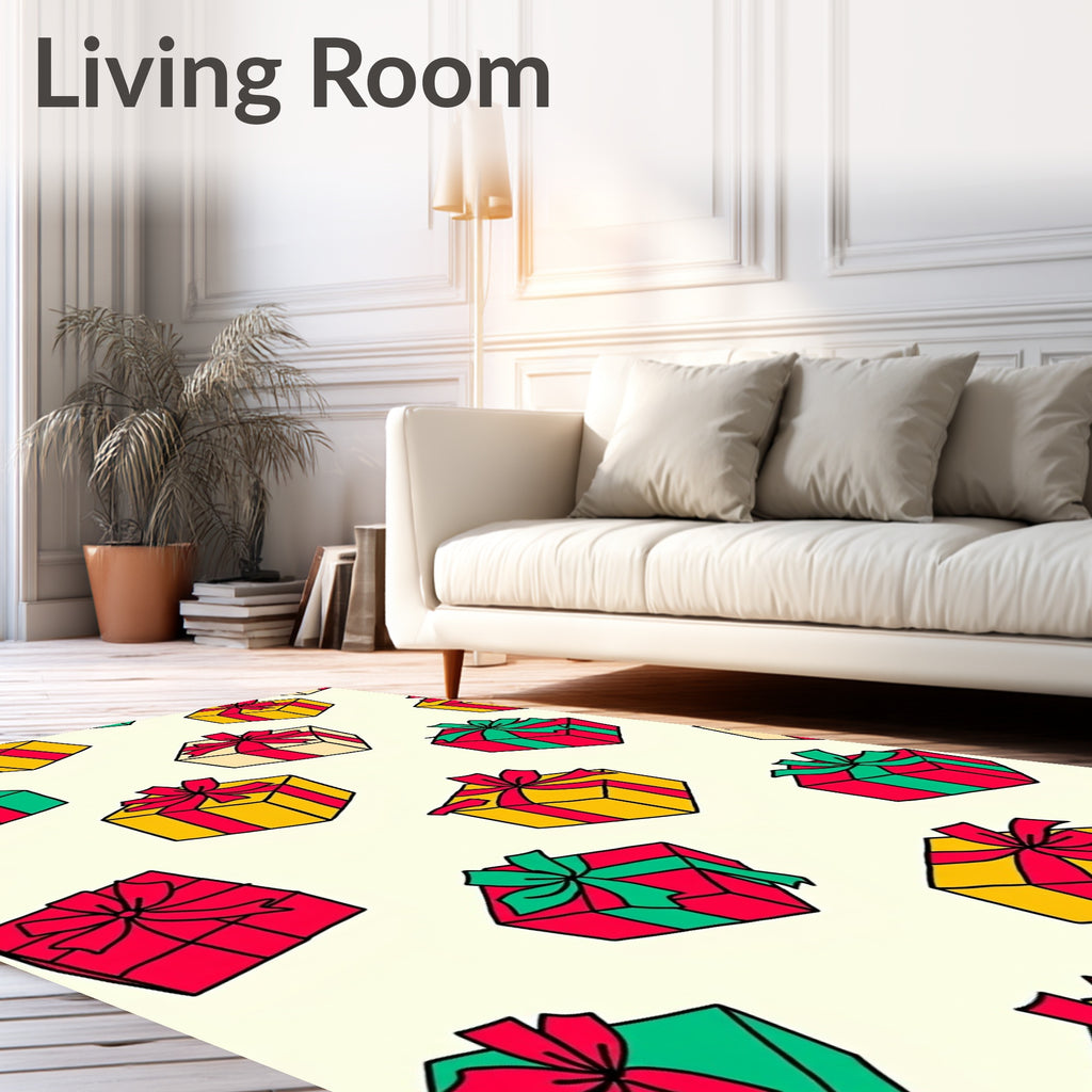 Red Green Yellow Gift Boxes Repeating Rug