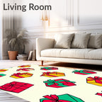 Red Green Yellow Gift Boxes Repeating Rug