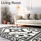 Monochromatic Black And White Ornamental Rug