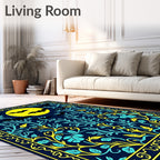 Midnight Bats Yellow Moon Botanical Rug
