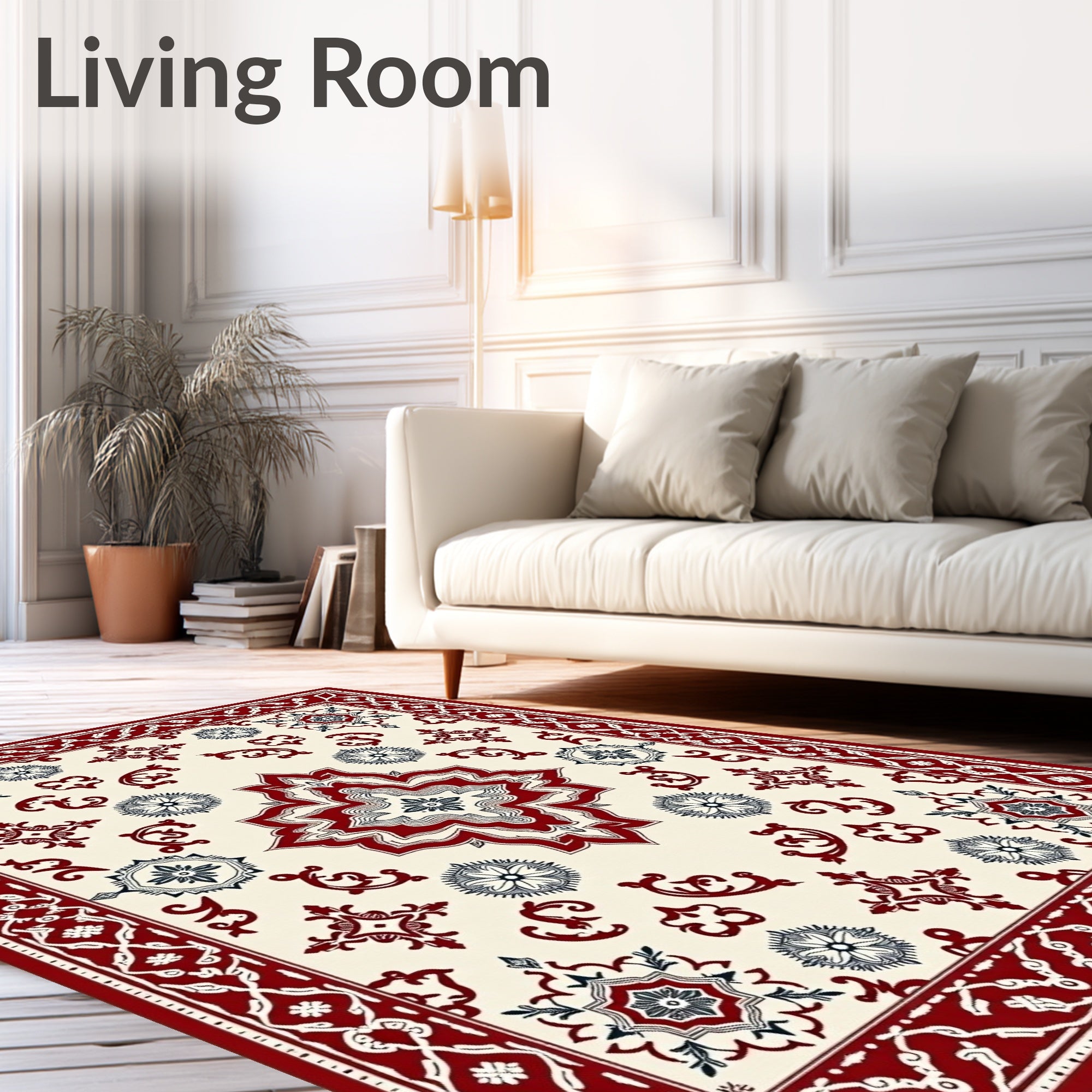 Classic Crimson Medallion Floral Rug