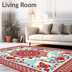 Red Cream Sky Mandala Rug
