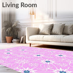 Pink White Floral Snowflake Bloom Rug