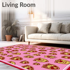 Pink Red Crested Shield Arrangement Rug