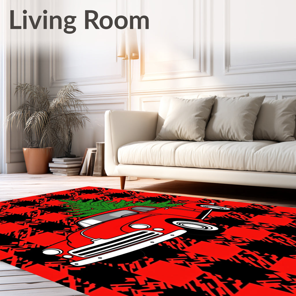 Red Truck Pine Baffalo Check Rug