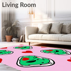 Sweet Avocado Heart Pink Graphic Rug