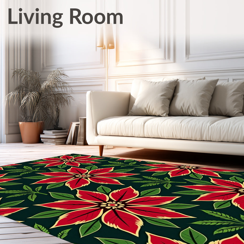Crimson Red Floral Laurel Bloom Rug