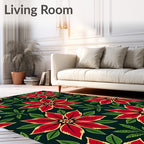 Crimson Red Floral Laurel Bloom Rug