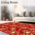 Crimson and Gold Floral Medallion Rug