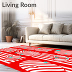 Whimsical Red Striped Bunny Eggs Rug