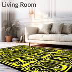 Bold Yellow Number Collage Rug