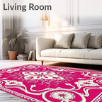 Vibrant Pink Floral Art Nouveau Rug