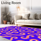 Bold Red Swirl Stripe Blue Rug