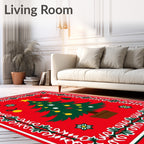 Whimsical Christmas Tree Starburst Border Rug