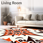 Vibrant Orange Floral Starburst Rug