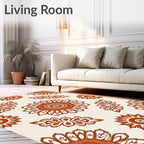 Terracotta Sunburst Floral Medallion Rug
