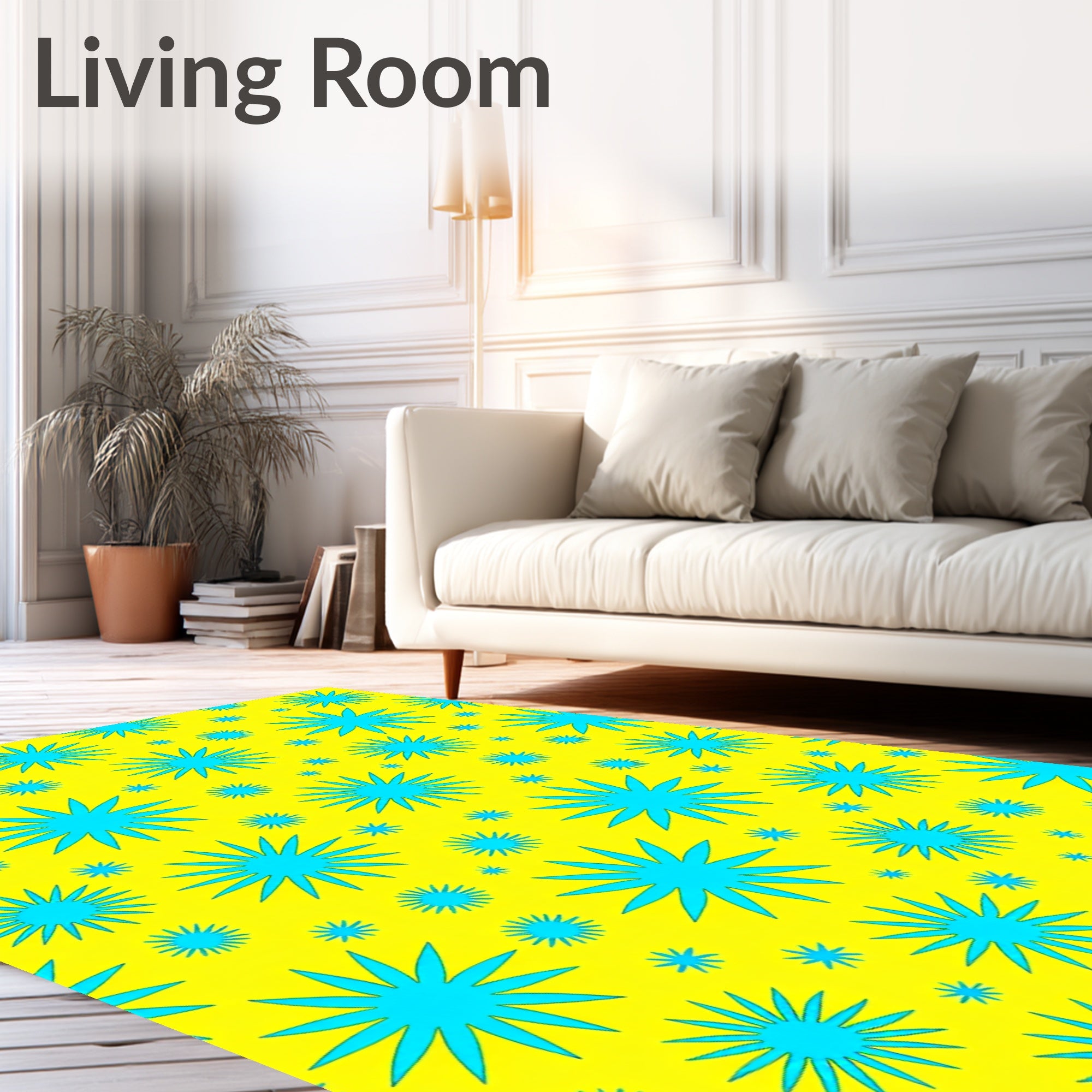 Bright Yellow Starburst Collection Rug