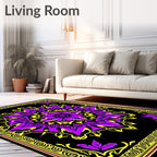 Vibrant Purple Yellow Floral Mandala Rug