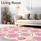 Pink Floral Meadow Swirls Rug