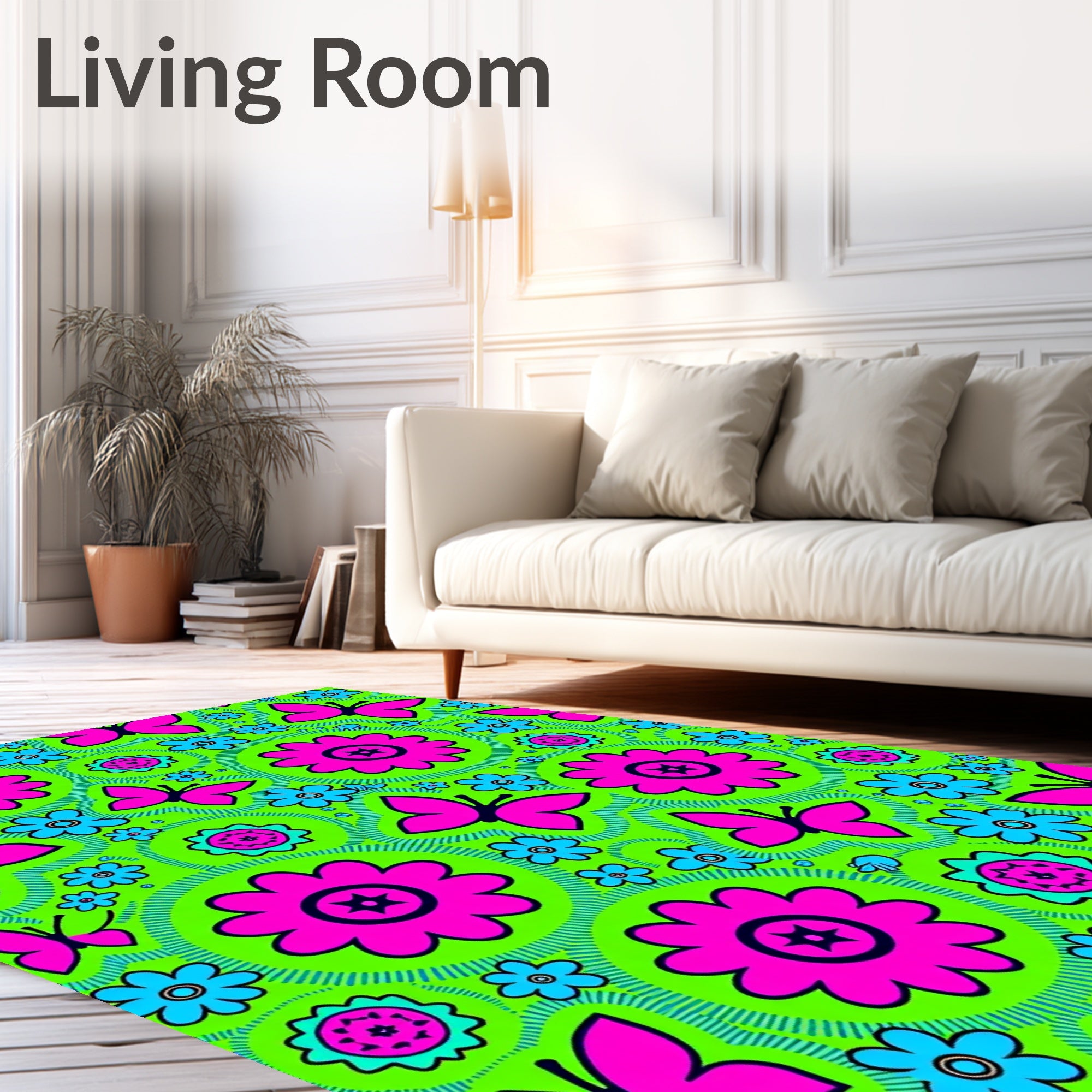 Retro Butterfly Flower Garden Rug