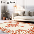 Ornate Crimson Flourish Border Rug