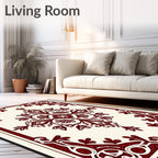 Regal Crimson Floral Damask Rug