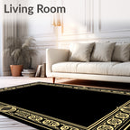 Golden Art Deco Geometric Frame Rug