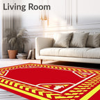 Bold Red Yellow Chevron Border Rug