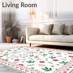 Enchanting White Unicorn Floral Garden Rug