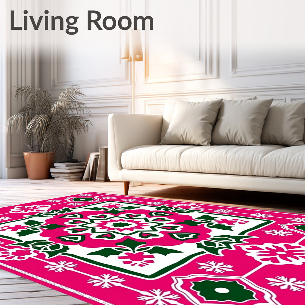 Royal Fuchsia Floral Medallion Garden Rug