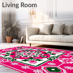 Royal Fuchsia Floral Medallion Garden Rug